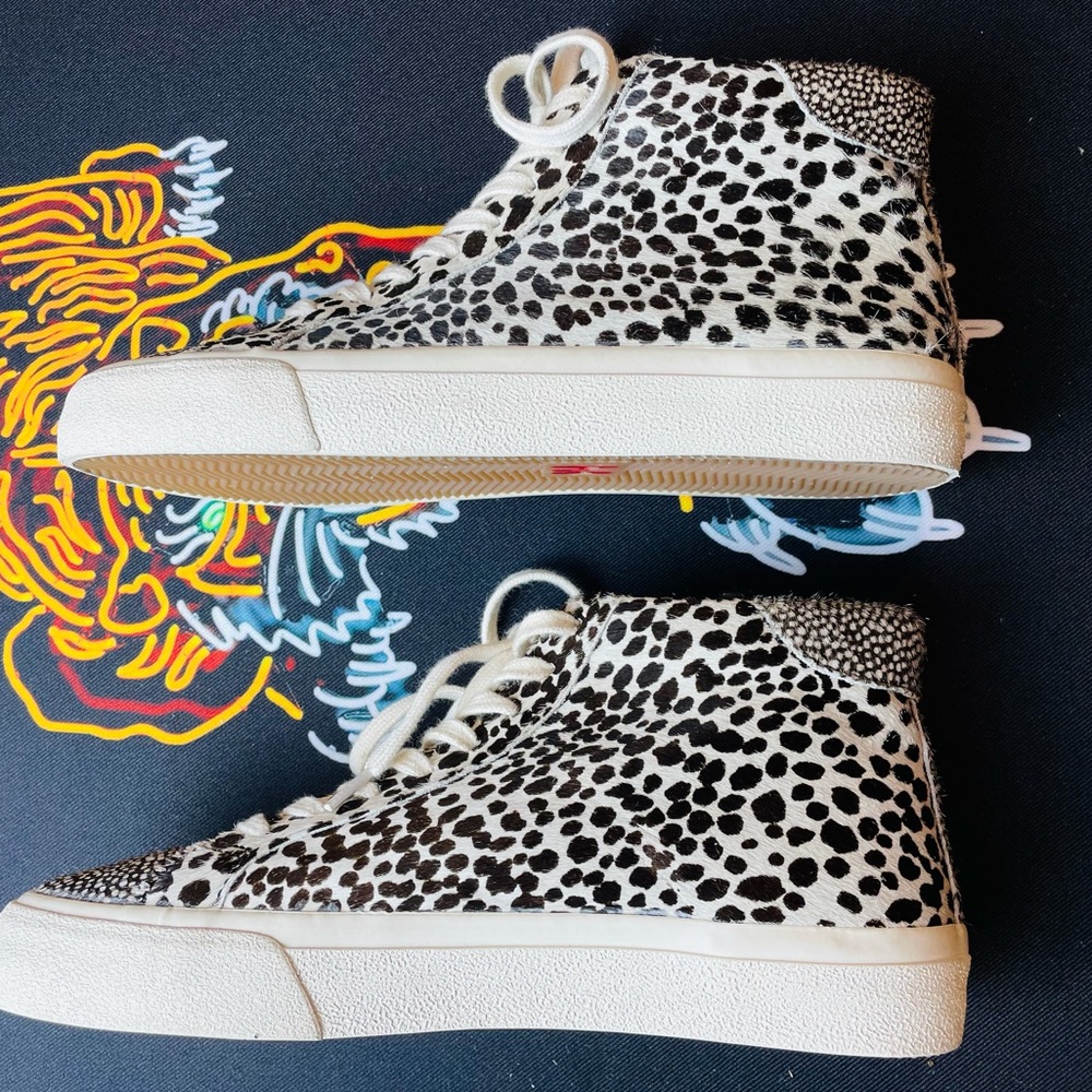 Madewell Women's Sidewalk High-Top Spotted Genuine Calf Hair Sneakers Size 7